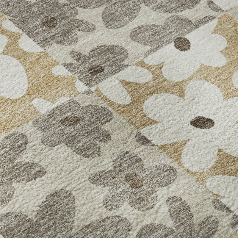 Tapis floral lavable à la machine de qualité supérieure Mayfield AMF2476, Beige, 1'8" x 2'6"