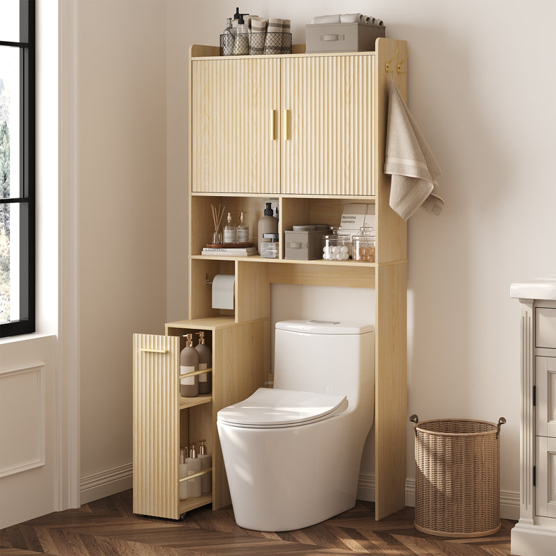 Rangement au-dessus de la toilette avec armoire cannelée