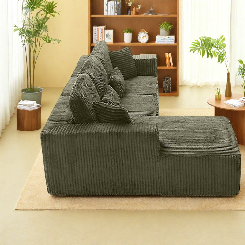Grand canapé modulaire en chenille, siège profond moderne en forme de L pour la maison
