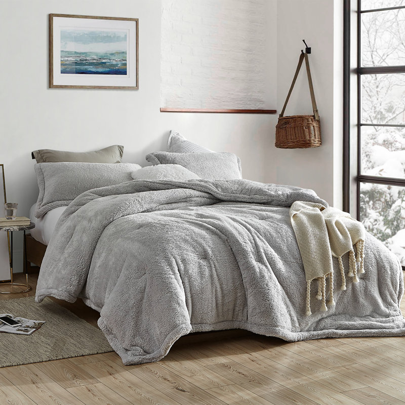 Original Plush Polyester Baffle Box Stitch Comforter, Twin XL Comforter, Silver