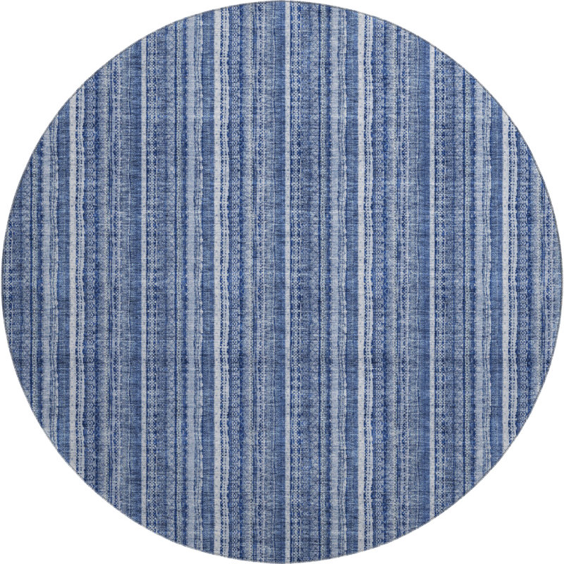Premium Machine Washable Prisco Denim Rug, Round 8'