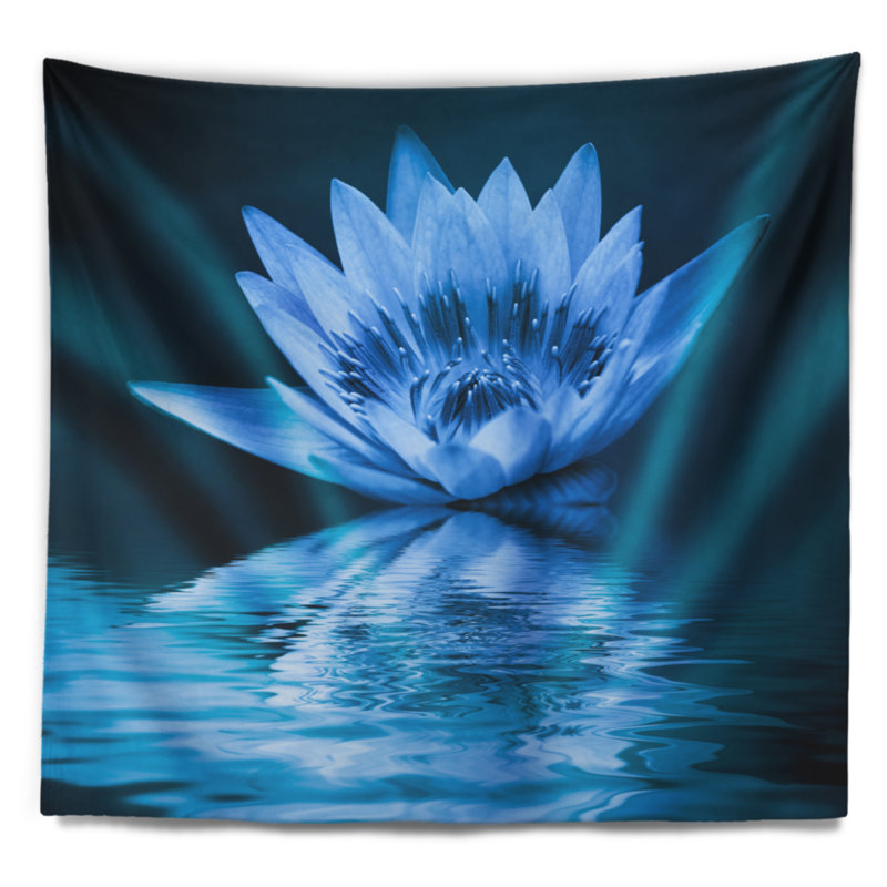 Tapisserie florale de nénuphar bleu, H 50 po x l 60 po