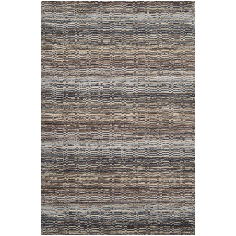 Tapis beige / multicolore en laine fabriqué à la main Hossain, Rectangle de 5 pi x 8 pi