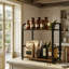 Compact 2-Tier Rustic Kitchen & Coffee Bar Organizer Shelf