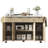 Fluted Kitchen Island With Storage, Drop Leaf, Power Outlet, And Faux Marble Top For Modern Kitchens And Dining Rooms-1640303630