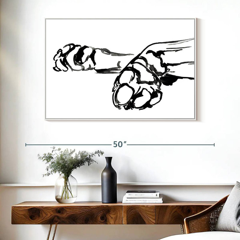 Linear Paws II, Cadre flottant blanc, 40 po x 27 po