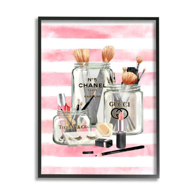 " Fashion Jars And Cosmetic Accessories Pink Stripes " by Ziwei Li