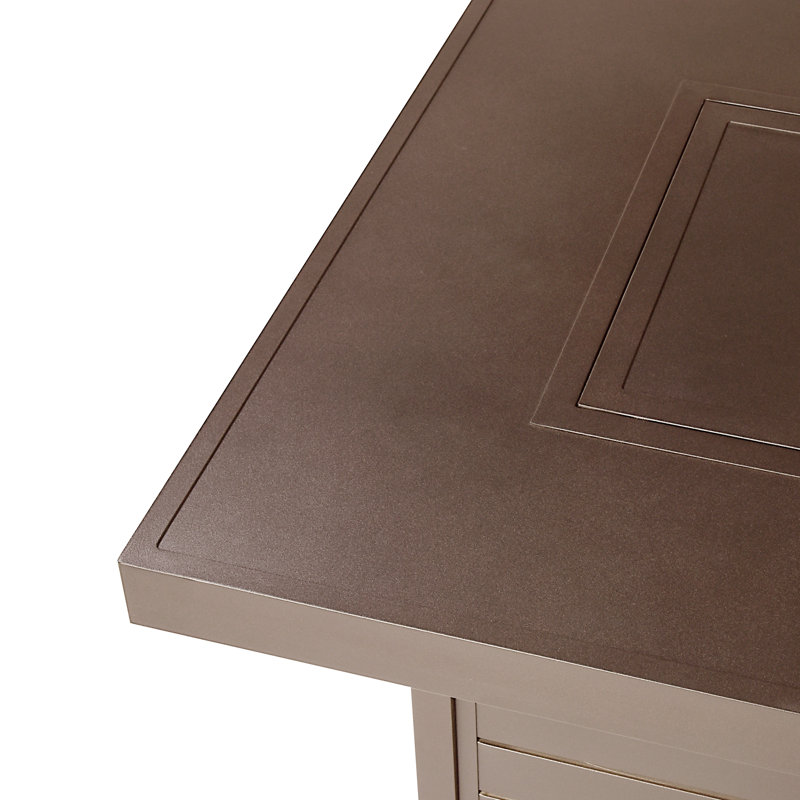 Tarquin Rectangle Aluminum Propane Smokeless Fire Pit Table with Hidden Fuel Tank, Brown