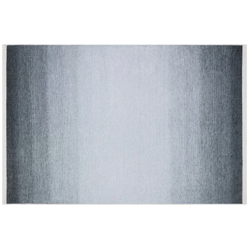 Tapis lavable rayé en polyester à imprimé numérique Florance Grey, Rectangle 3 pi 3 po x 6 pi 7 po