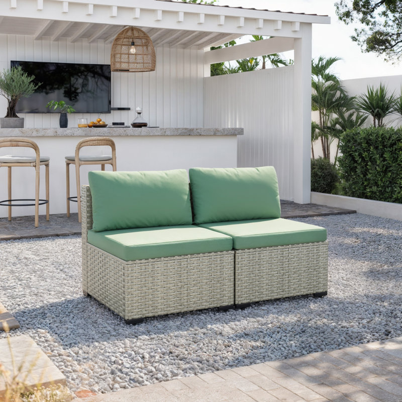 Outdoor Wicker Patio Chairs (Set of 2), Green