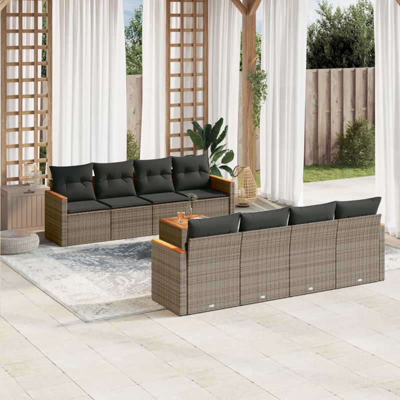 Ensemble de canapé de jardin modulaire en rotin PE 9 pièces Vidaxl