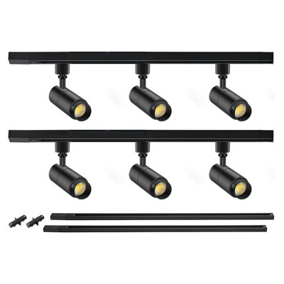 Ensemble d'éclairage sur rail 6 lumières à DEL avec rail H de 6,6 pi, projecteur de plafond à intensité variable