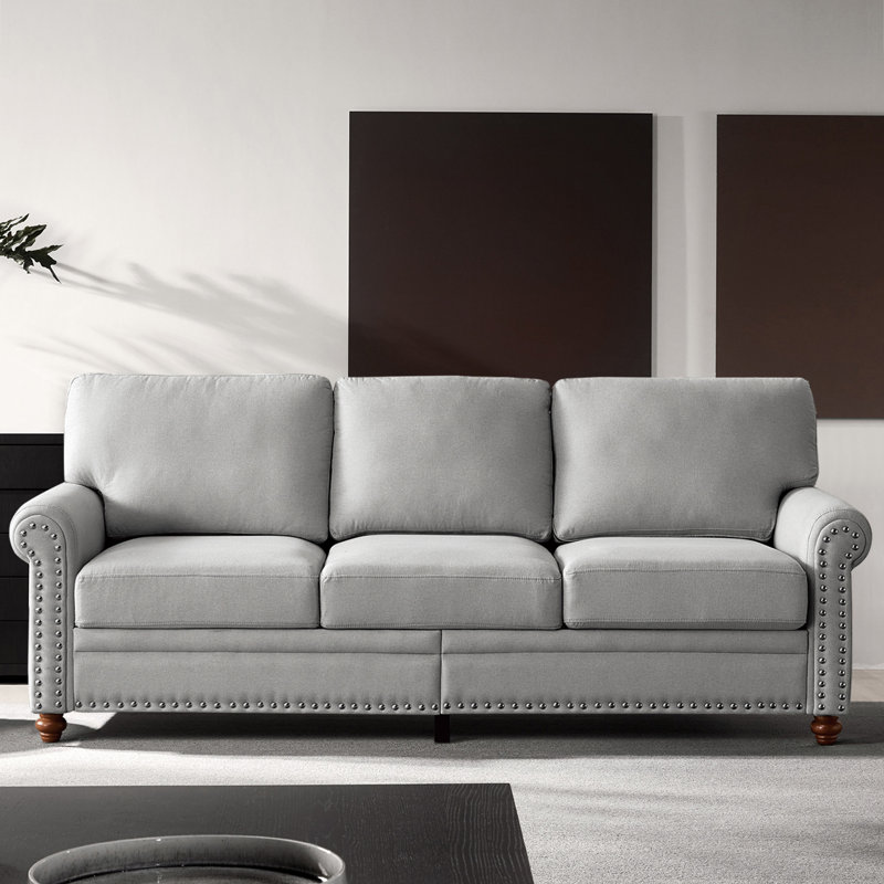 Canapé de rangement rembourré, H 34,5 po x l 82,68 po x P 31,89 po, 100 % polyester gris