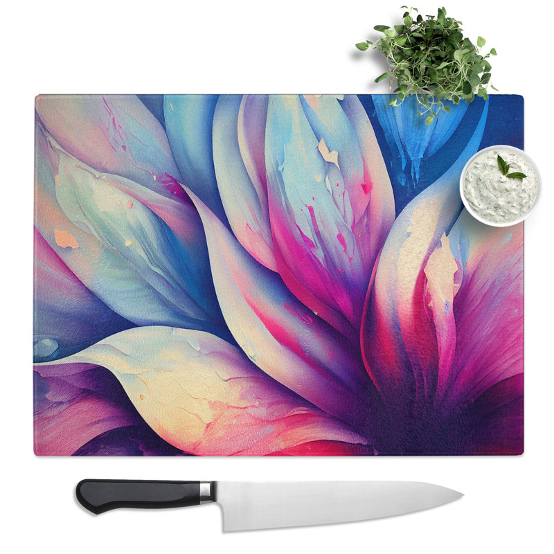 Colourful Flowers Vol.4 Abstract  Glass Chopping Board