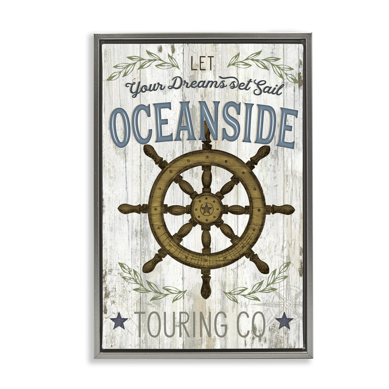 "Inspiring Maritime Helm", art par Jennifer Pugh, Cadre flottant gris lustré, H 31 po x l 21 po