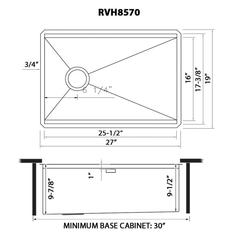 Ruvati 27-inch Workstation Slope Bottom Offset Drain Undermount 16 Gauge Kitchen Sink, Stainless Steel