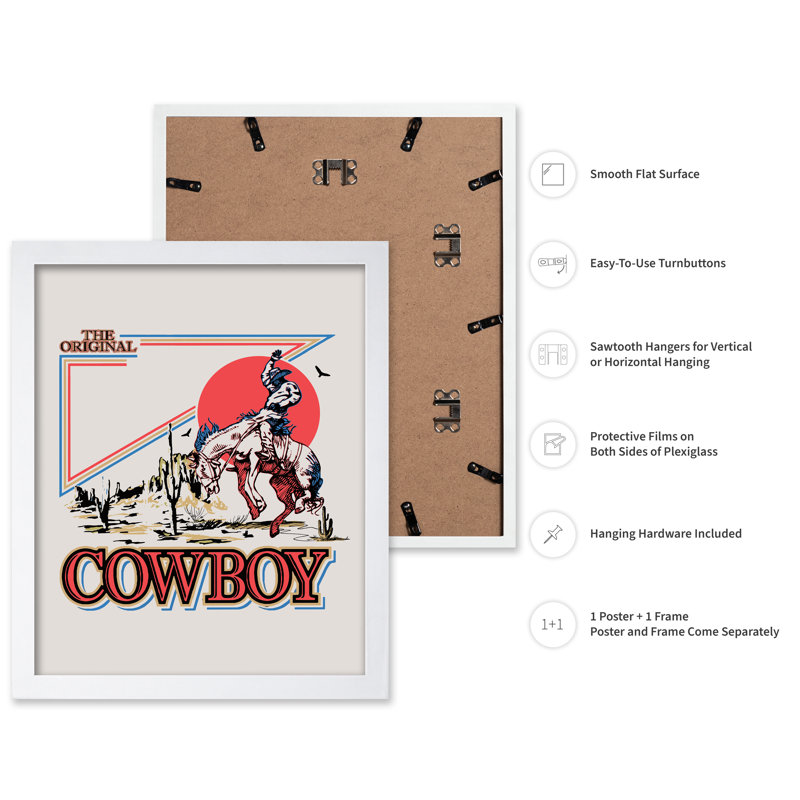 The Original Cowboy No2, Poster, 18"H x 24"W, White Framed