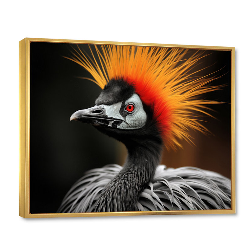Cranes d'Afrique, beauté II, Cadre flottant doré, H 16 po x l 32 po x P 1 po