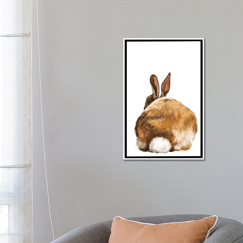 Art de lapin, Toile blanche encadrée, H 26 po x l 18 po x P 1,5 po