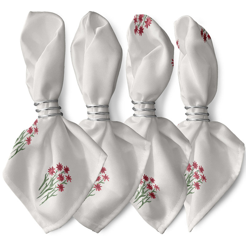Jayapura Polyester Floral Square Napkin, Rust
