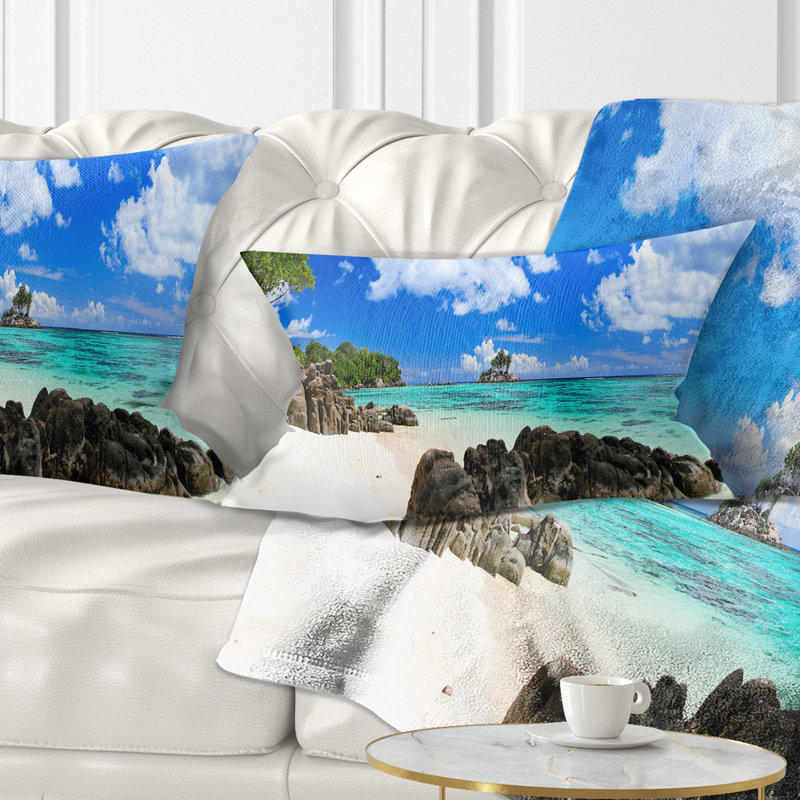Coussin photographie de plage idéale à Seychelles, 12 po x 20 po, Coussin lombaire