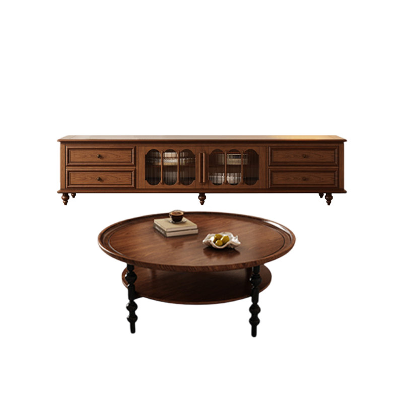 Meuble télé et table basse de style américain rétro, Brun