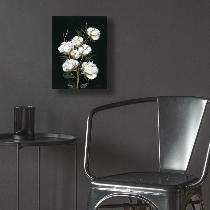 Art mural en verre rétro «Tiges de coton» par Yvette St. Amant, H 16 po x l 12 po x P 0,13 po