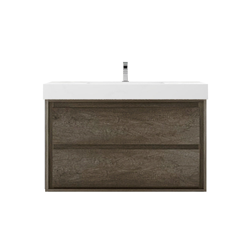Azden 42" Wall-Mounted Single Bathroom Vanity Set, Smoke Oak