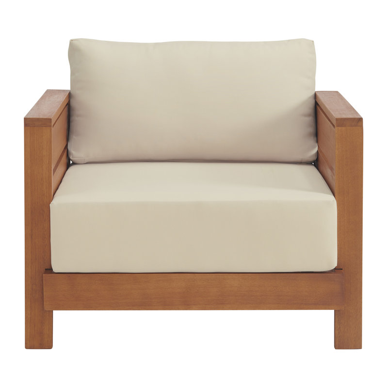 Barton Weather Resistant Patio Outdoor Arm Chair with Stain-Resistant and Fade-Proof Cushions, 1 Seat, White