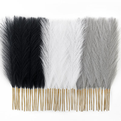 50 Pcs 17" Fluffy Pampas Grass - Boho Feather Artificial Flowers | Vase Filler & Table Decor