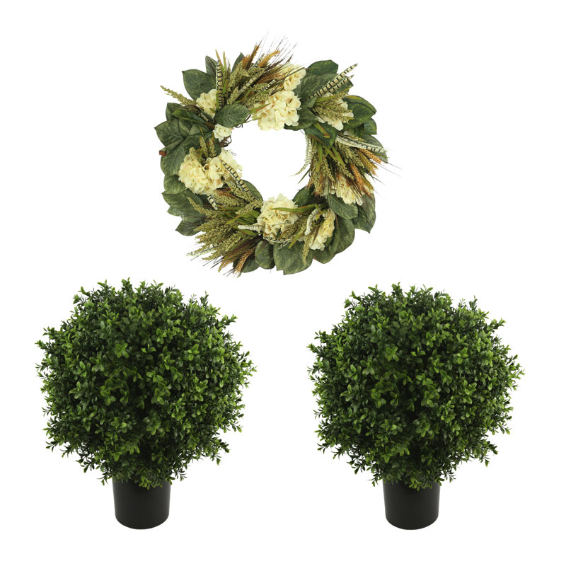 Rustic Hydrangea Fall  with UV Rated Outdoor Boxwood Drop-Ins
