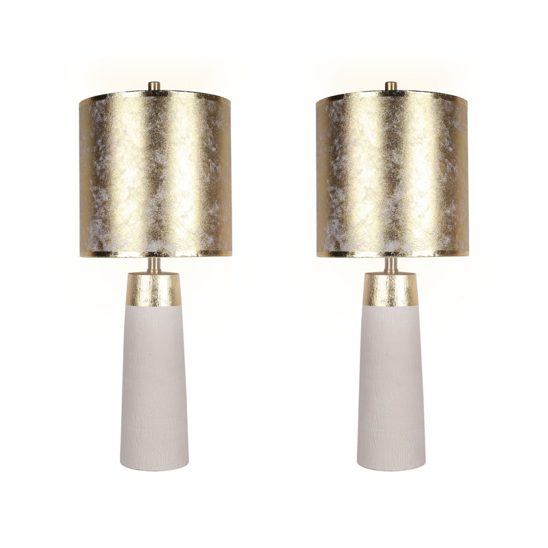 Luxe Radiance Ceramic Table Lamp - Off-White & Gold - Set of 2