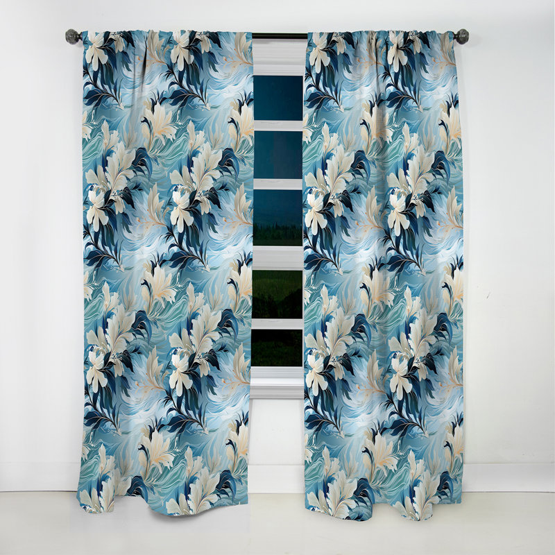 Oceanic Dreamscape Tropical Motif V - Rideau floral - Rideau occultant floral - 1 panneau, L 52 po x L 108 po