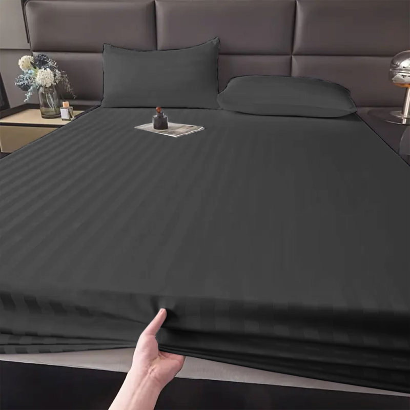 Microfiber Luxury 40cm Deep Fitted Sheet, Black, Double (4'6)