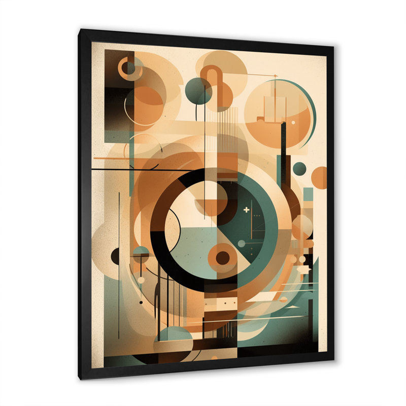 Impression sur toile orange et verte Mid Century Momentum III, H 44 po x l 34 po x P 1,5 po, Cadre photo noir