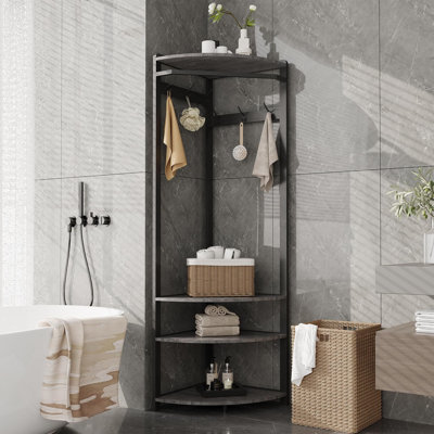 Corner Coat Rack with Shoe Bench Entryway and 6 Double Hooks, Corner Hall Tree - Corner Clothes Rack with Storage Corner Tree with Organizer Shoe Bench Shelf for Entryway, Hallway, Closet