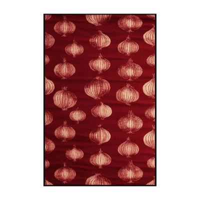 Washable Onion Red Vegetables Area Rug
