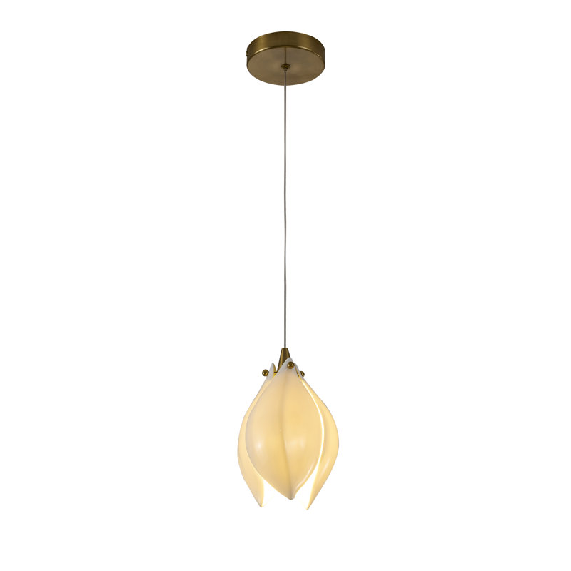 Luminaire suspendu floral transitionnel en bronze 1 lumière 