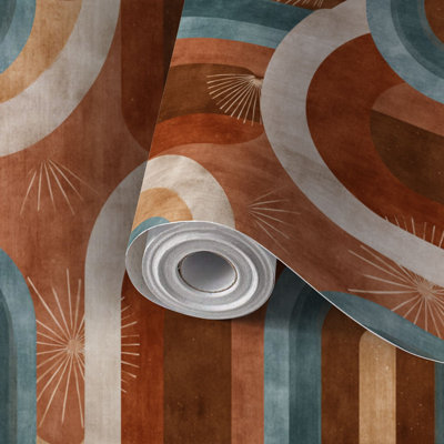 Peel and Stick Wallpaper Contact Paper 1970s Mid Century Wall Decor Peel Stick Abstract Geometric Waves Self Adhesive and Removable 24in x 118in(60x300cm)