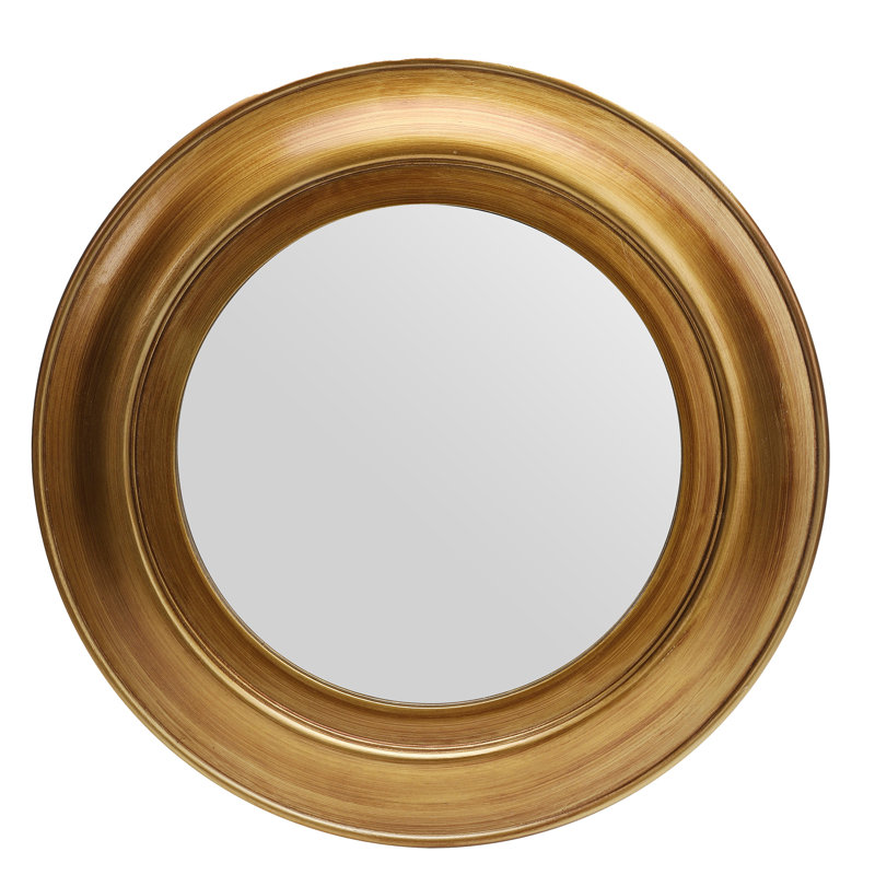 Miroir mural rond en bois pour salle de bain. Salon, , 23,6 po x 23,6 po, Doré