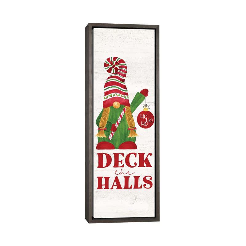 «Gnome for Christmas Sentiment vertical I-Deck the Halls» par Tara Reed - impression, H 72 po x l 24 po x P 1,5 po