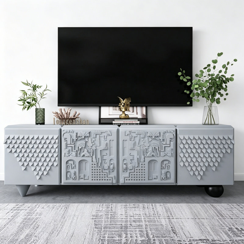 Meuble télé simple et créatif, Gris