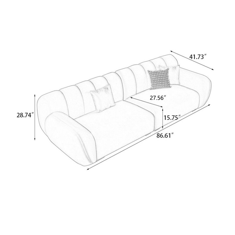 Canapé modulaire gris en polyester, Gris, 28,74 po H x 86,61 po L x 41,73 po P