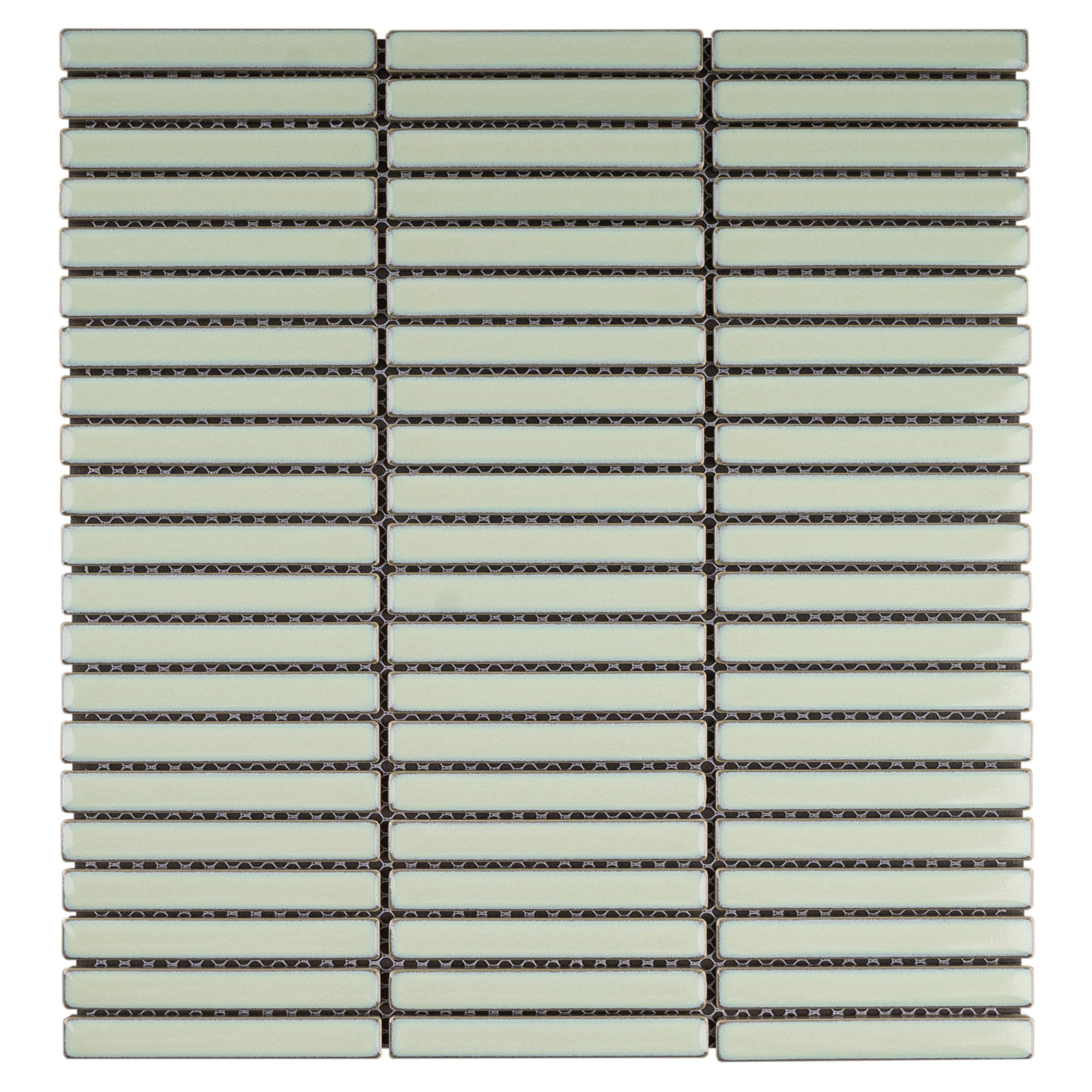 Porcetile 0.48" x 3.63" Stacked Glossy Porcelain Mosaic Wall and Floor Tile, Reactive Jade
