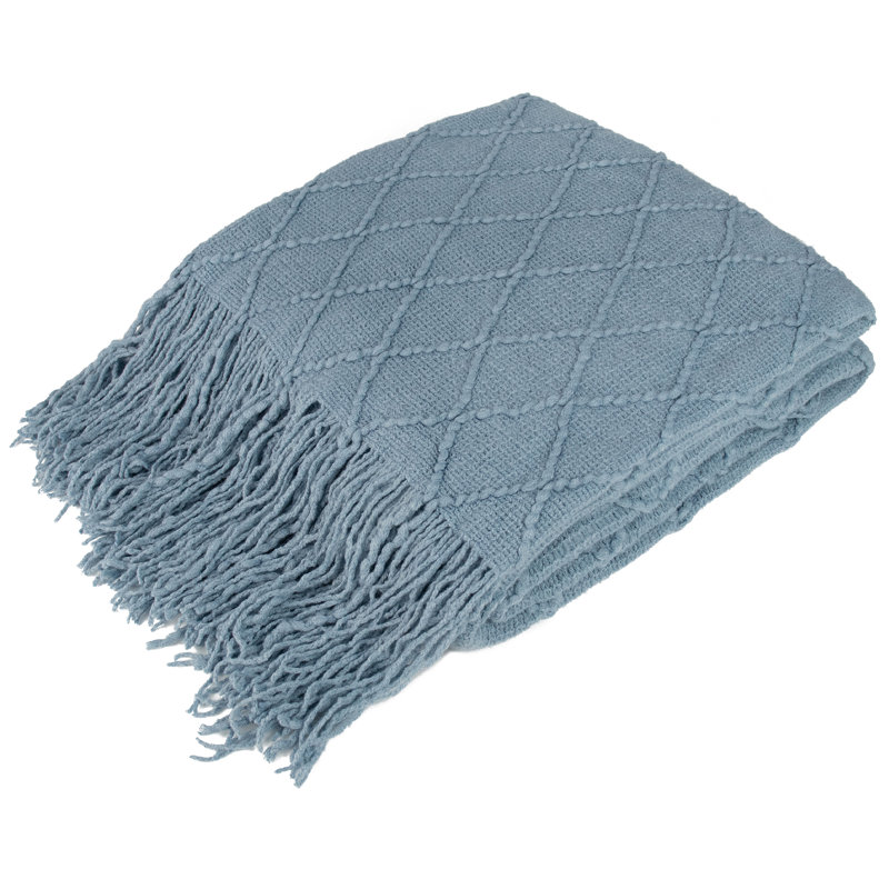 Jeté doux pour canapé, rose clair, 50 x 60, Formes géométriques, Lit simple, Bleu cendré