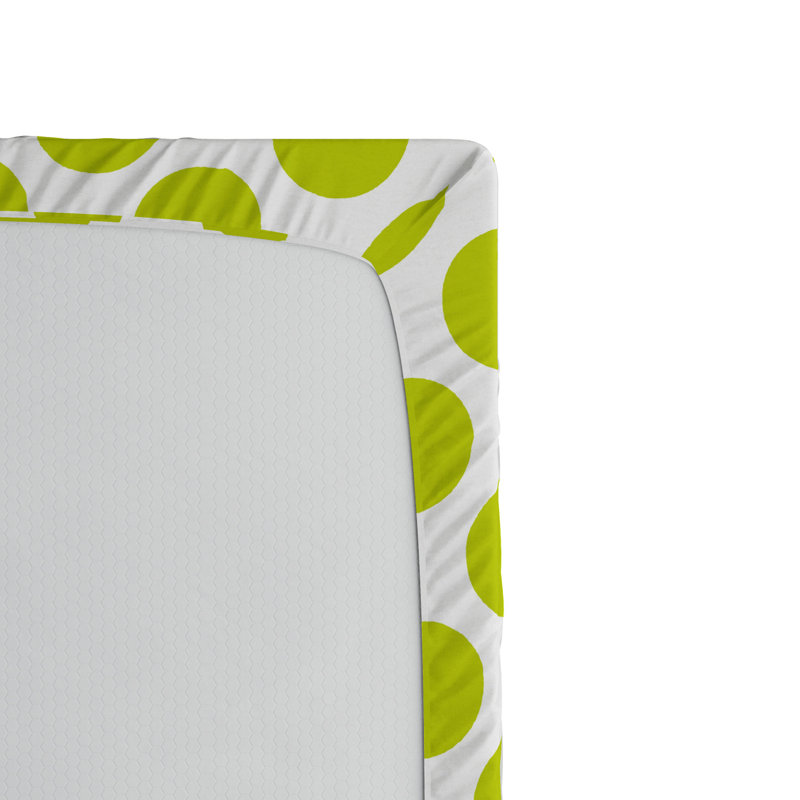 Microfiber Plaid Fitted Sheet, Full Fitted Sheet, Green Polka Dots