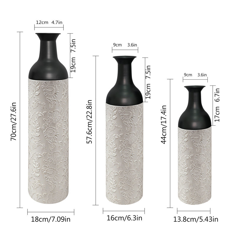 Ensemble de 3 vases décoratifs en métal