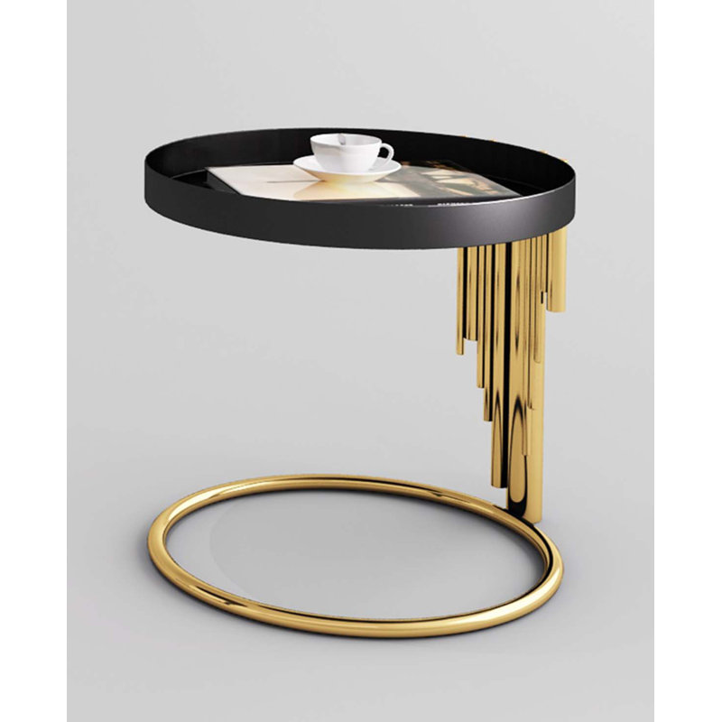 Flaherty Steel Tray Top End Table, Gold