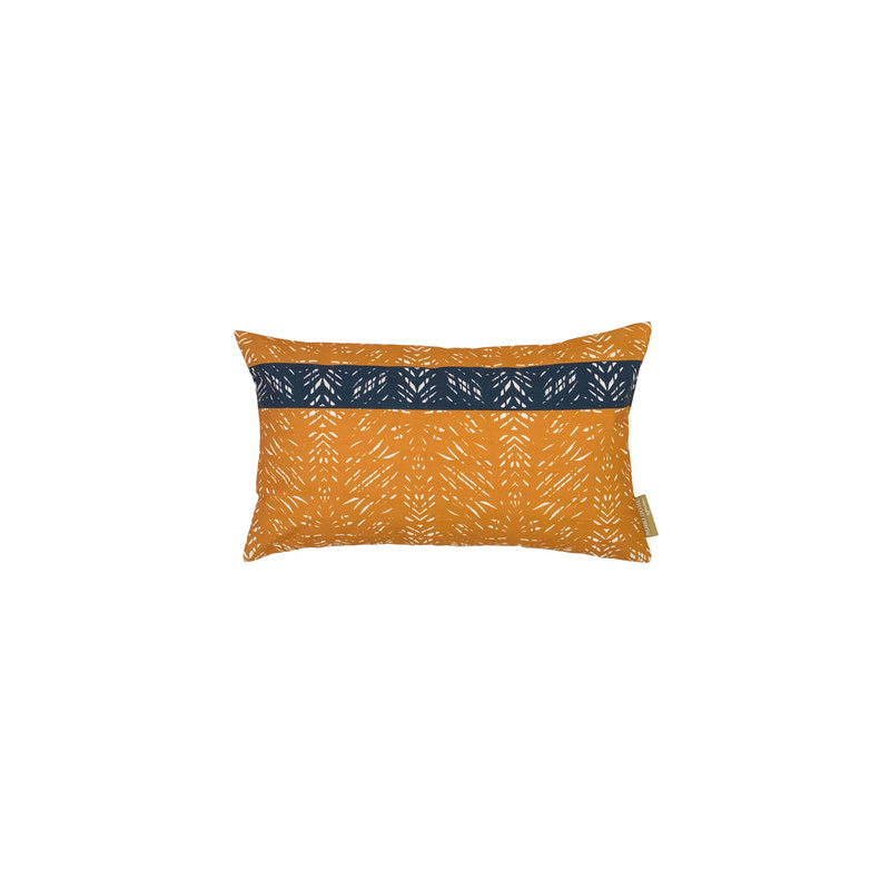 Batik Lumbar Pillowcase Tumeric and Midnight, Orange/Blue Abstract