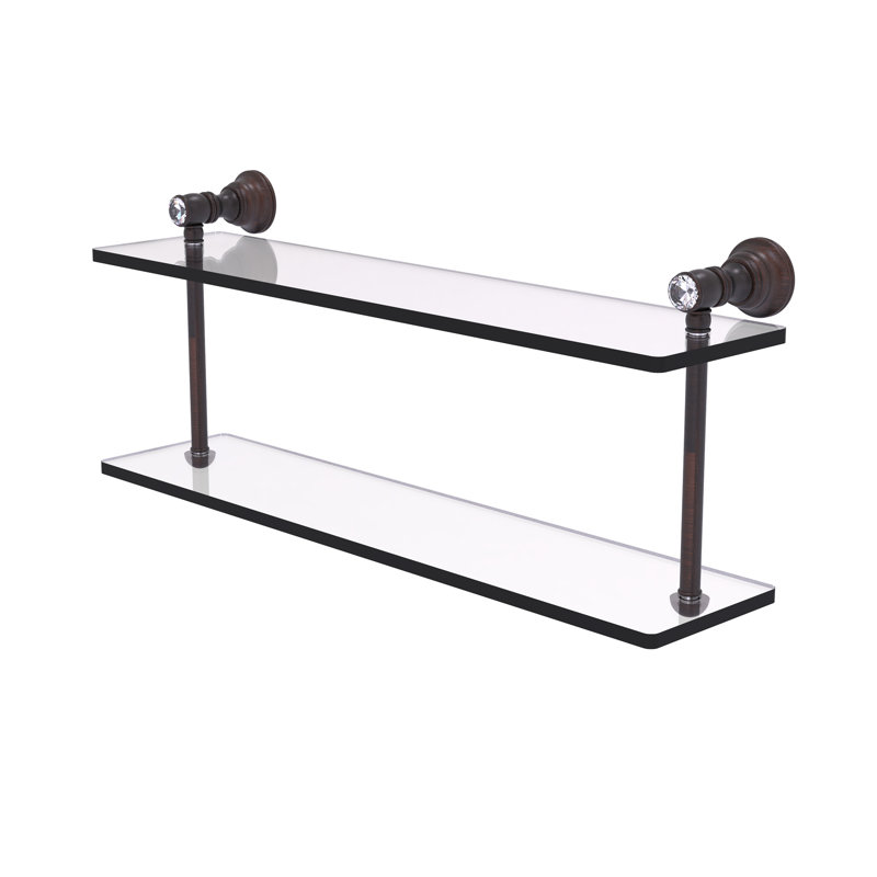 Freyja 2 Piece Glass Tiered Shelf with Towel Bar, Venetian Bronze, 5.6" H x 22" W x 9.2" D